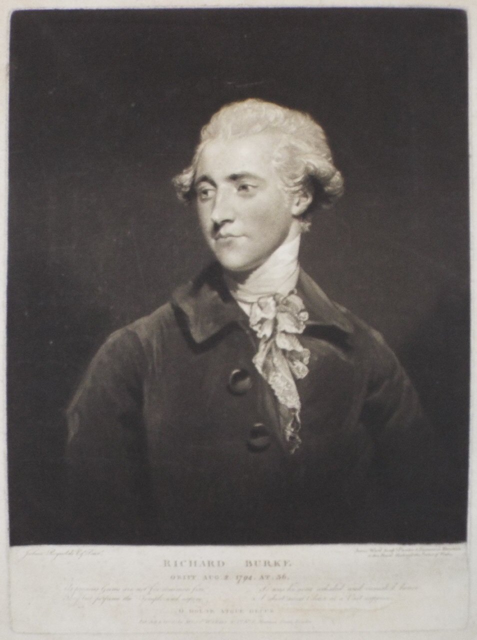 Mezzotint - Richard Burke Obiit. Aug . 2 . 1794 . at . 36. - Ward